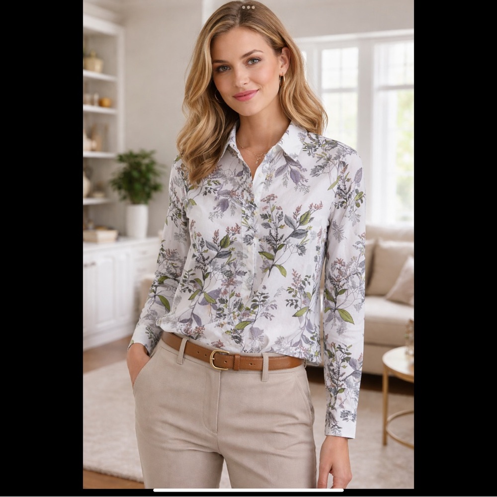 Banana Republic Dillon Shirt Petite XXS Floral Button Front
